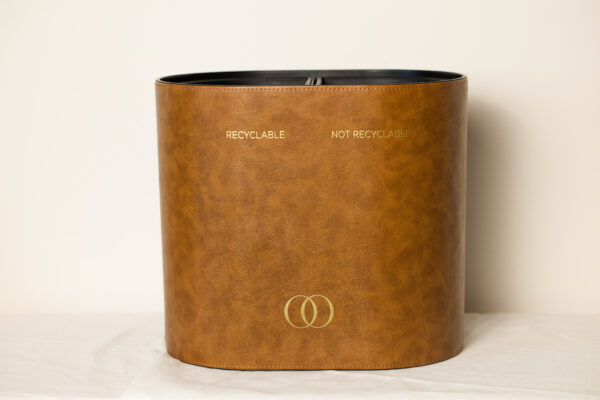 corbeille de tri cuir simili bois hotel